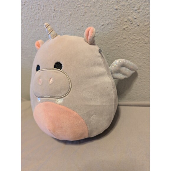 Squishmallows 8” Haizley Gray Hippo Unicorn Plush 2022 Kellytoy Soft Winged - Picture 3 of 7